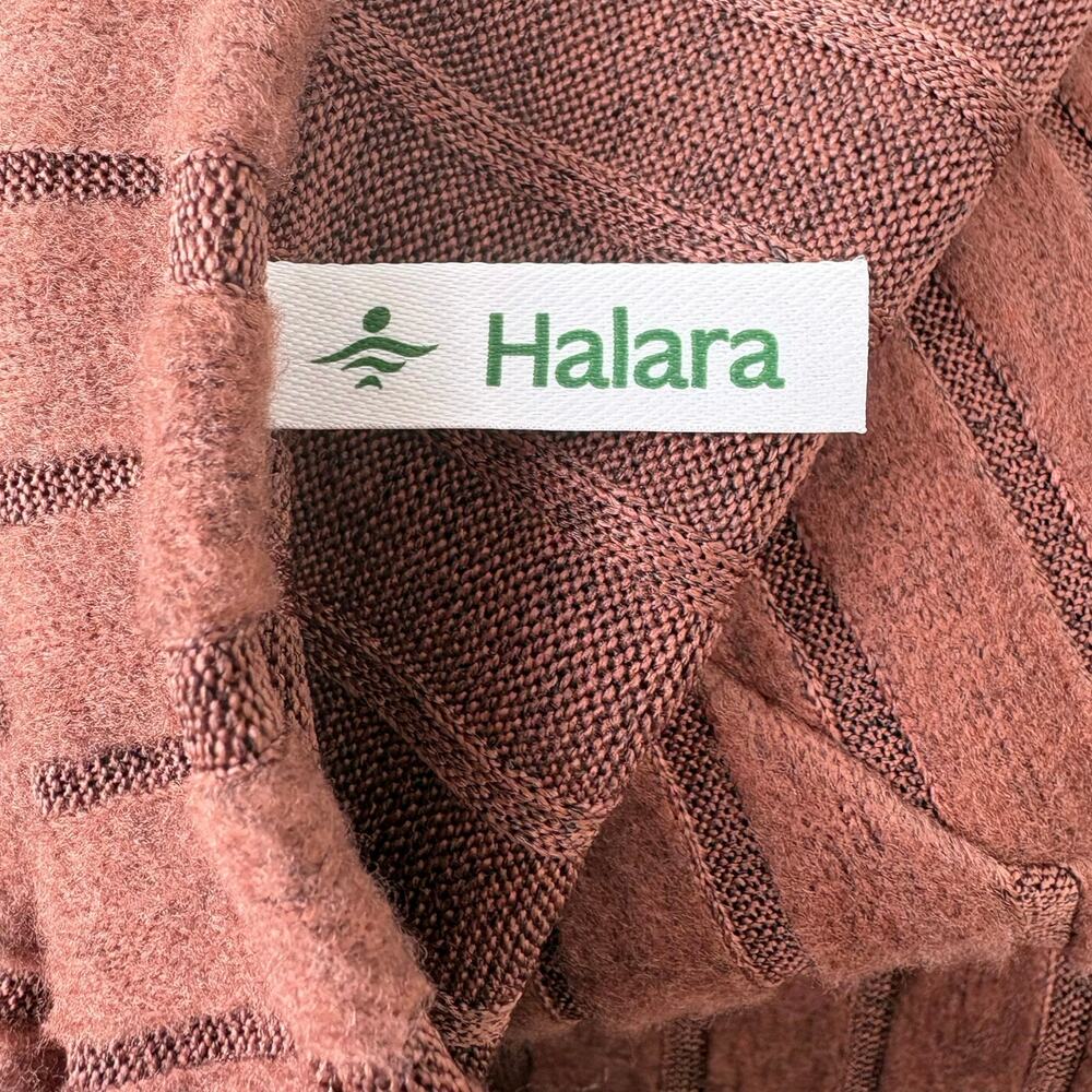 Halara Dress Sz Sm Ribbed Knit Flare Long Sleeve Flowy Casual Brown Minimalist - Picture 8 of 9